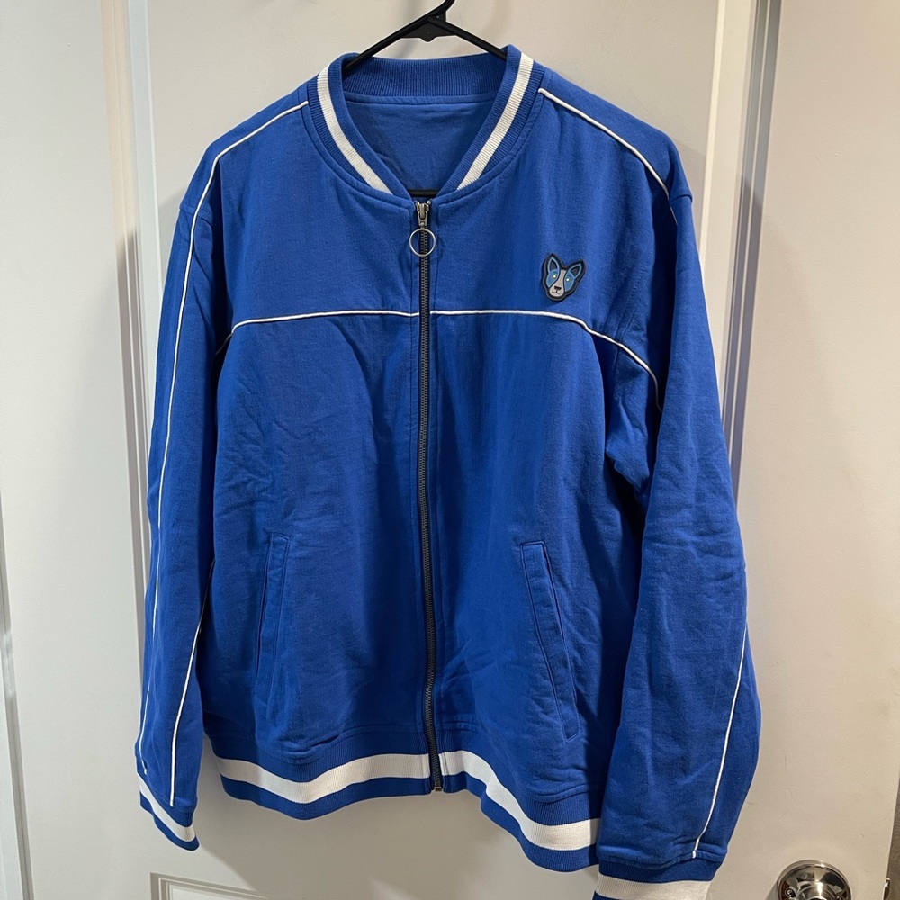 Woofy Blue Men's Track Jacket with Contrast Trim